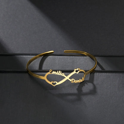Customized Letters Name Bracelet for Women Men Stainless Steel Jewelry Personalized Heart Bangle