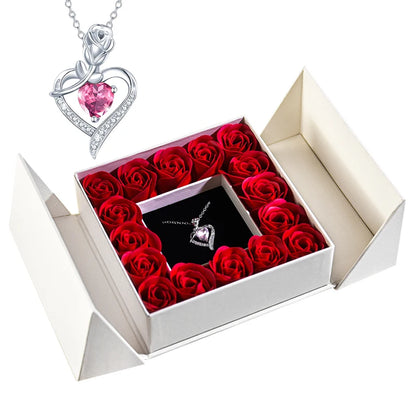Elegant Pendant Necklace with Eternal Soap Rose Gift Box