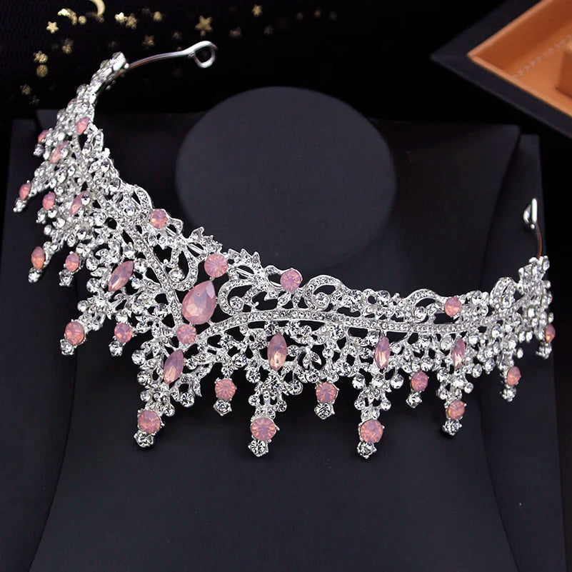 Vintage Royal Queen Bridal Wedding Crown with Jewelry Sets For Women