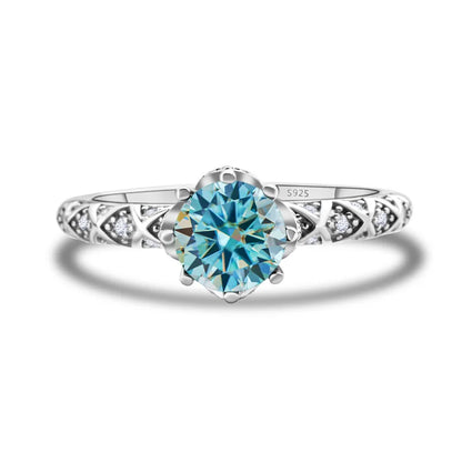 1 Carat 6.5mm D Color Moissanite Engagement Ring 925 Sterling Silver