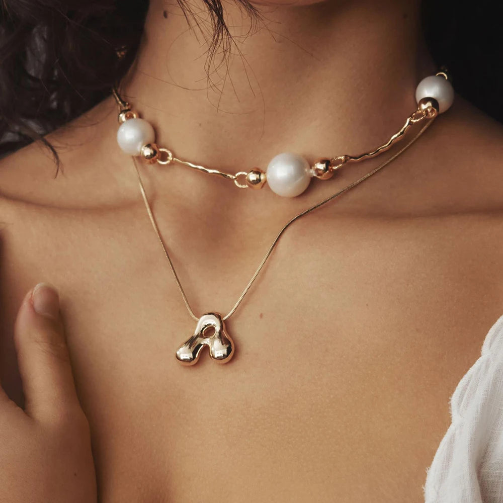 UNIQUEURA Initial Necklace Golden Color Stainless steel for Women