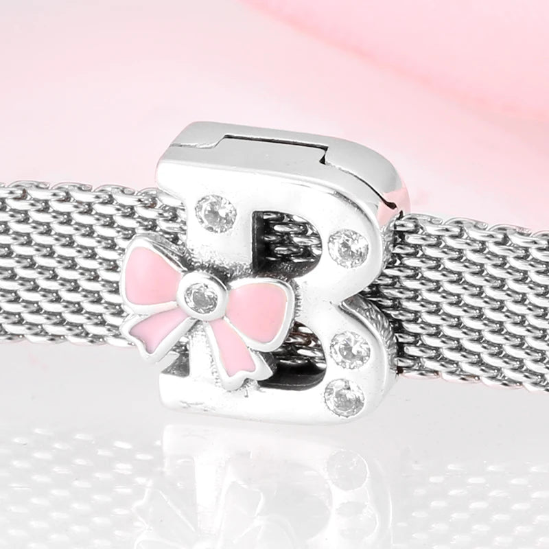 Top quality 925 Sterling Silver Letter A to Z Zircon clips Beads