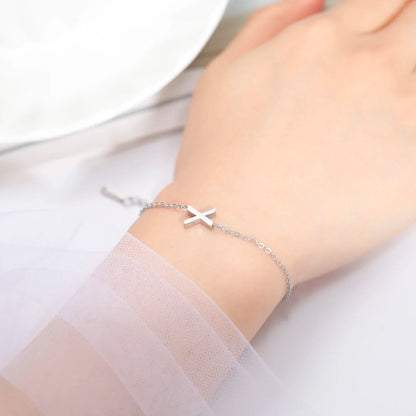 New Fashion A-Z Letter Double Layer Bracelets Simple Stainless