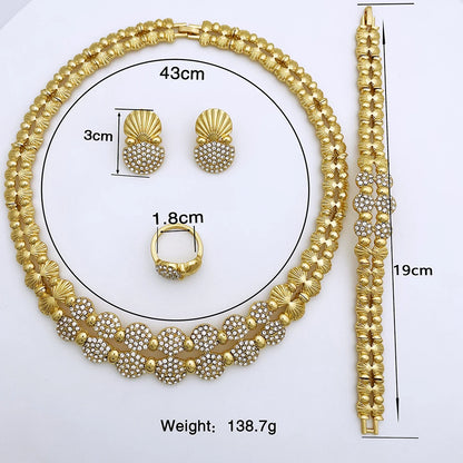 Elegant Italian 24K Gold Plated Jewelry 4pcs Set