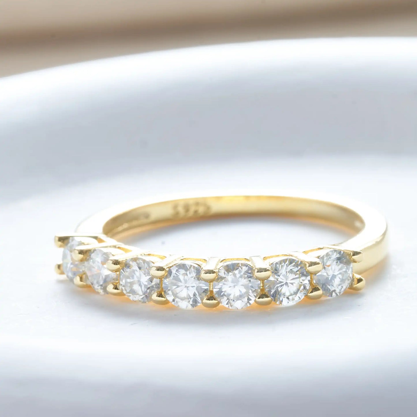 3MM 7PCS Moissanite Ring 925 Sterling Silver ring with White Gold Plated