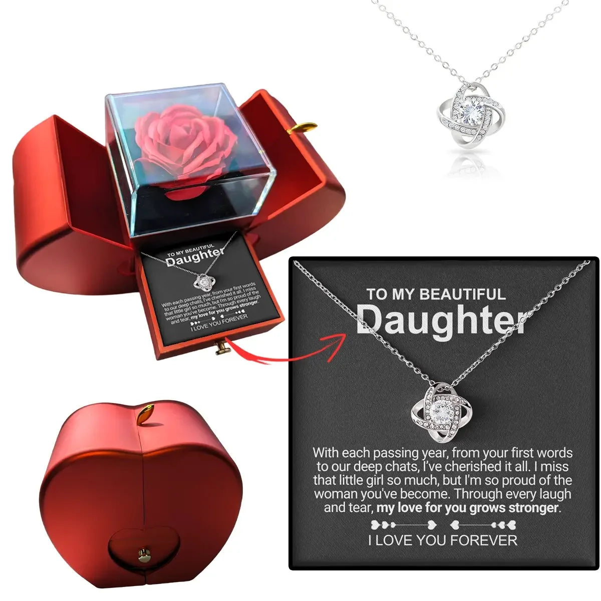 To My Daughter – Heart Knot Pendant Gift from Dad