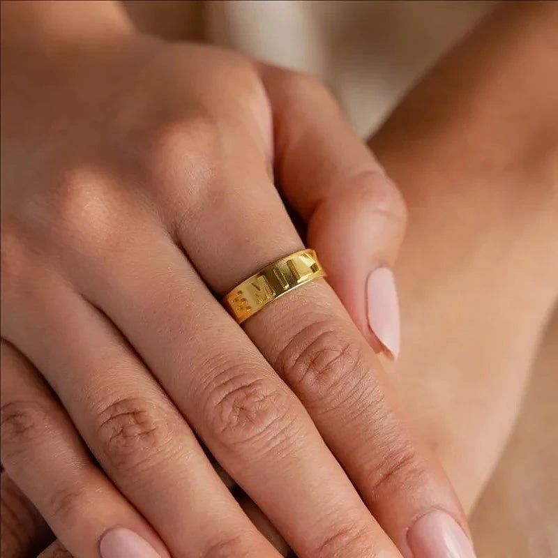 Personalized Name Ring for Men Women Initial Custom Couple