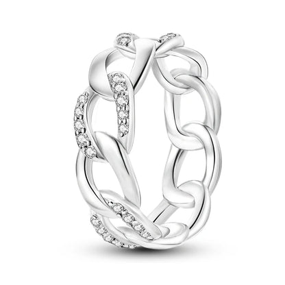 925 Sterling Silver Geometric Overlapping Zircon Rings