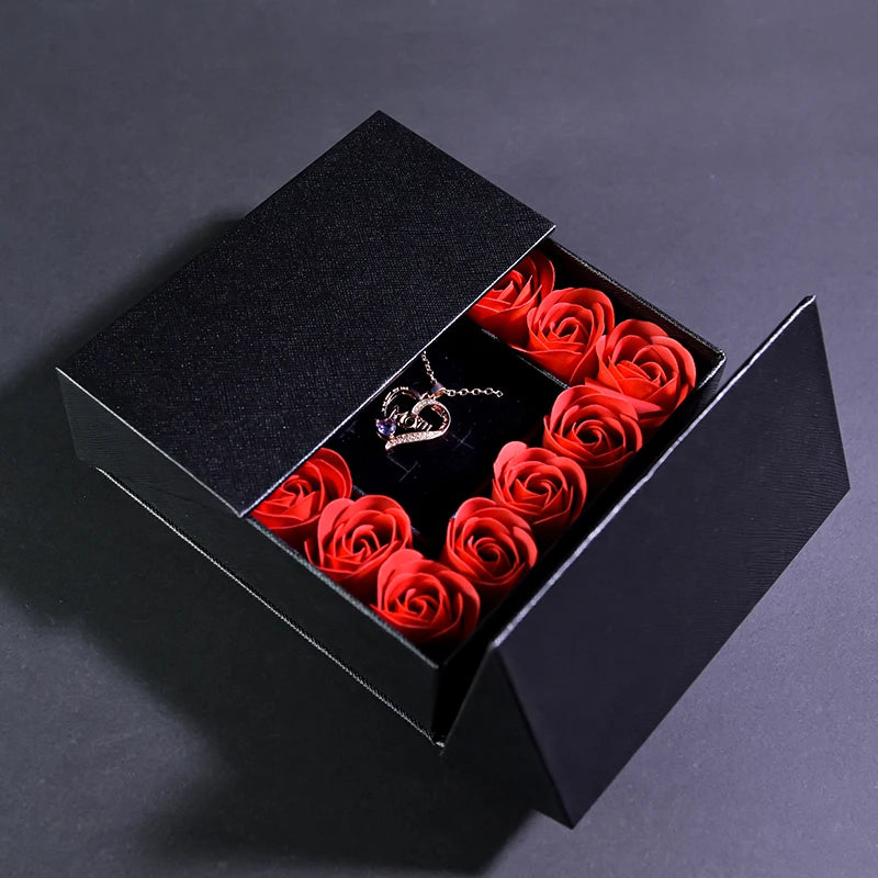 Elegant Pendant Necklace with Eternal Soap Rose Gift Box
