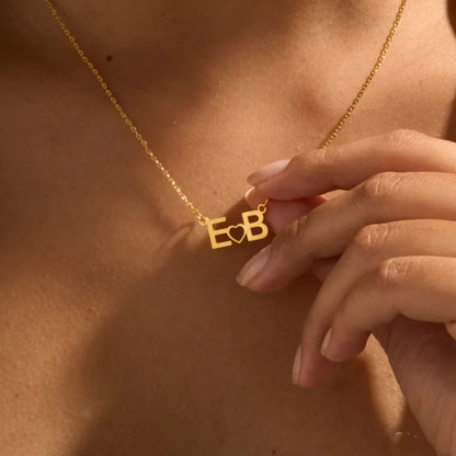 Custom Gold Color Double Initials Necklaces For Women