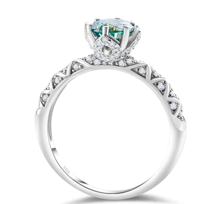 1 Carat 6.5mm D Color Moissanite Engagement Ring 925 Sterling Silver