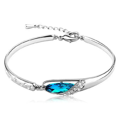 Elegant 925 Sterling Silver Blue Crystal Bracelet for Women – Perfect Jewelry Gift
