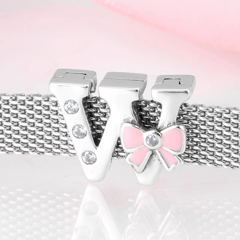 Top quality 925 Sterling Silver Letter A to Z Zircon clips Beads