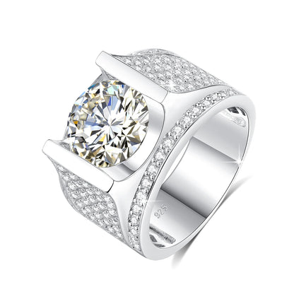 4CT, 10MM Moissanite Men’s Ring 925 Silver Hip Hop Jewelry With Certificate