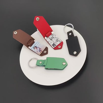 Custom Photo Keychain Personalized Leather Key Ring