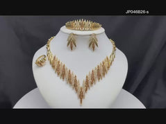 Fashion Jewelry Set for Women – Gold Color 4pcs Necklace and Earrings