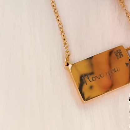 Custom Photo Message Envelope Pendant Necklace Stainless Steel Jewelry Gift