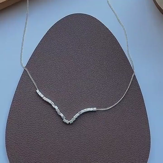 New 925 Sterling Silver Geometry square Necklaces Pendant Silver Jewelry